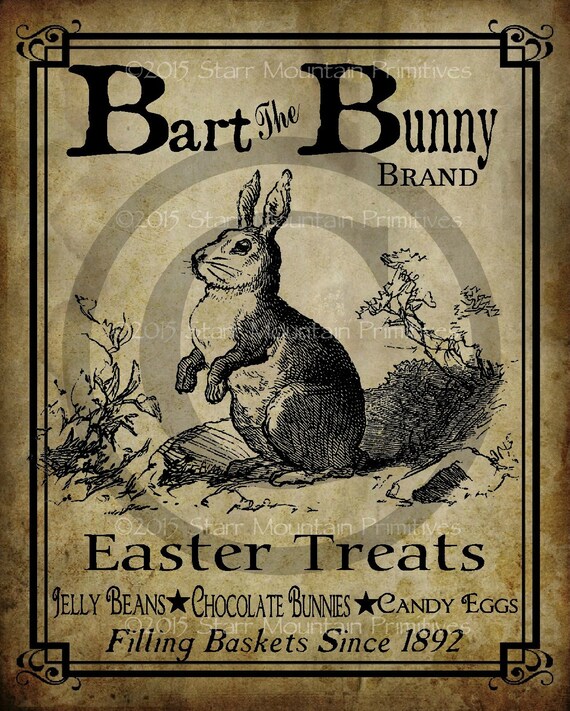 Primitive Vintage Bart Bunny Rabbit Chocolate Easter Treats