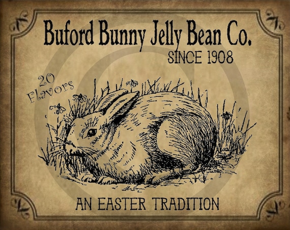 Primitive Spring 1803 Bunny Rabbit Hare Easter Picture Print 8x10