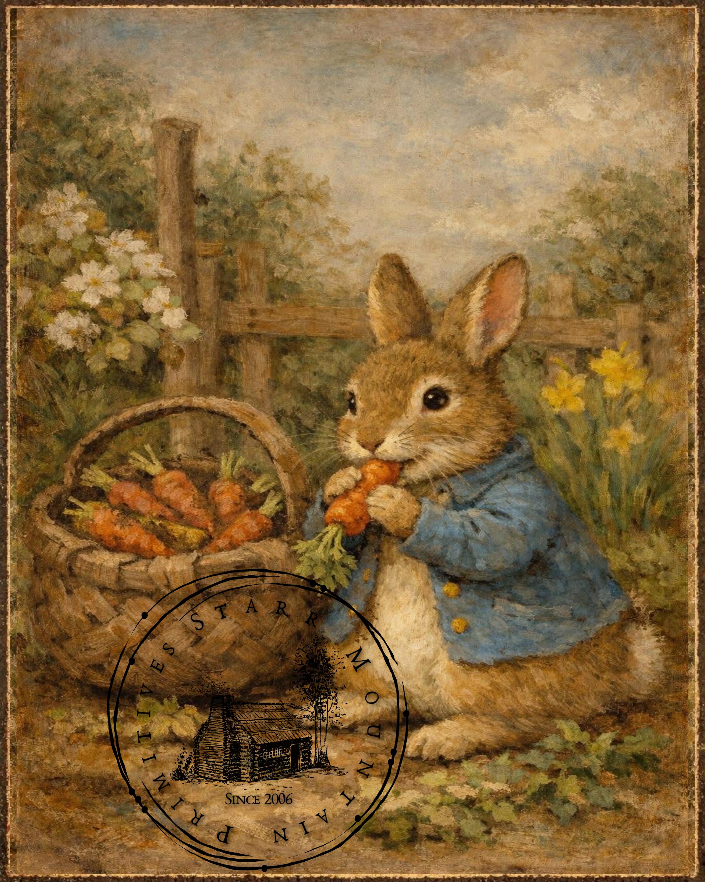 Primitive Vintage Spring Peter Rabbit Garden Sign Printable Jpeg ...