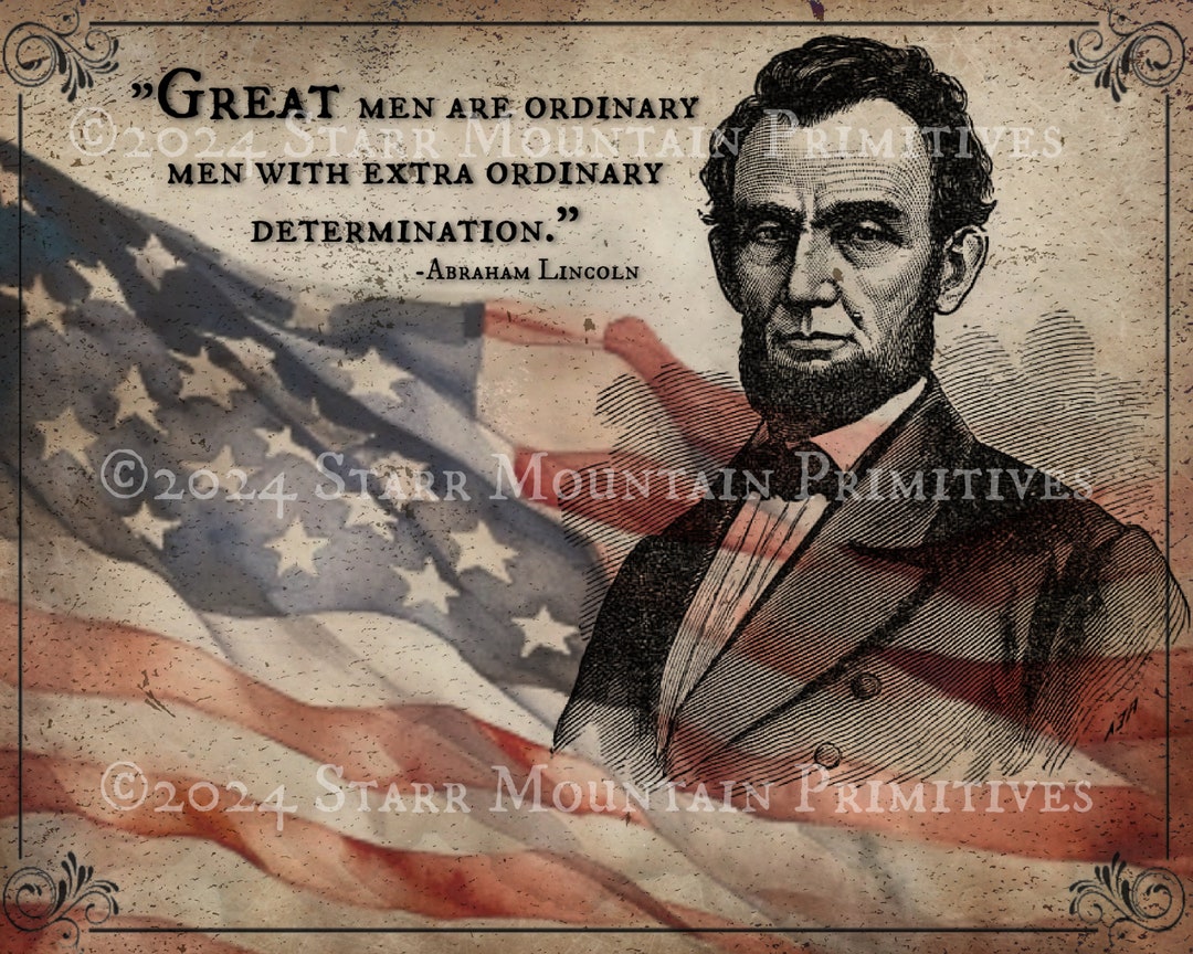 Primitive Patriotic Colonial American Flag Abraham Lincoln Abe Quote ...
