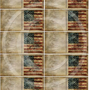 Bandeira americana primitiva americana Washington Lincoln meia dobra dobrável preço etiquetas para presente scrapbook imprimível Jpeg digital pendurar etiquetas etiquetas