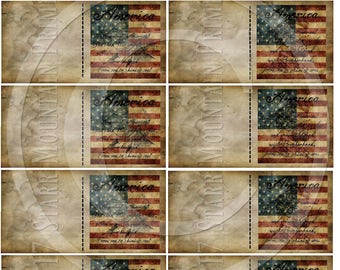 Primitive American Flag Americana Washington Lincoln Half Fold Foldable Price Gift Tags Scrapbook Printable Jpeg Digital Hang tags Labels