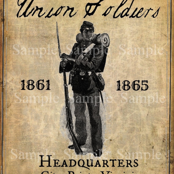 Primitive Civil War Union Soldier Jpeg Digital  Image Feedsack Logo for Pillows Pantry Labels Hang tags Magnets Ornies