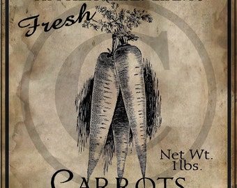 Primitive Appalachian Giants Carrots Seed Packet Jpeg Digital  Image Feedsack Logo for Pillows Labels Hang tags Magnets Ornies