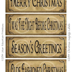 Primitive Prim Christmas Sayings Jpeg Digital Pantry Labels Many Uses!  Rag Tags, Hang tags Block Sign Crate Jar Box Crock Label