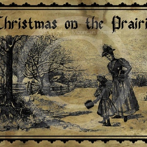 Primitive Vintage Christmas on the Prairie Log cabin Pantry Logo Label Jpeg Digital File for Crock  Jar, Labels, Pillows, Doll