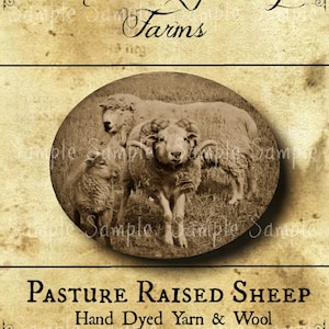 Primitive Vintage Sheep Farm Jpeg Digital  Image Feedsack Logo for Pillows Pantry Labels Hang tags Magnets Ornies