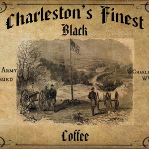 Primitive Vintage Coffee Jpeg Digital  Image Feedsack Logo for Pillows Labels Hang tags Magnets Ornies