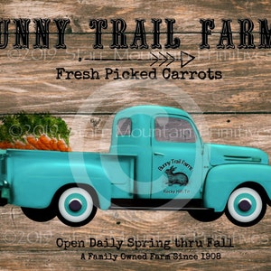 Primitive Easter Bunny Trail Spring Vintage Truck Farm Label Jpeg Digital  Image Feedsack Logo Print Tag Pillows Labels Sign Hang tags