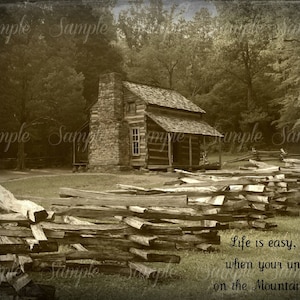 Primitive Cabin Cades Cove Tennessee  Print Logo Label Jpeg Image
