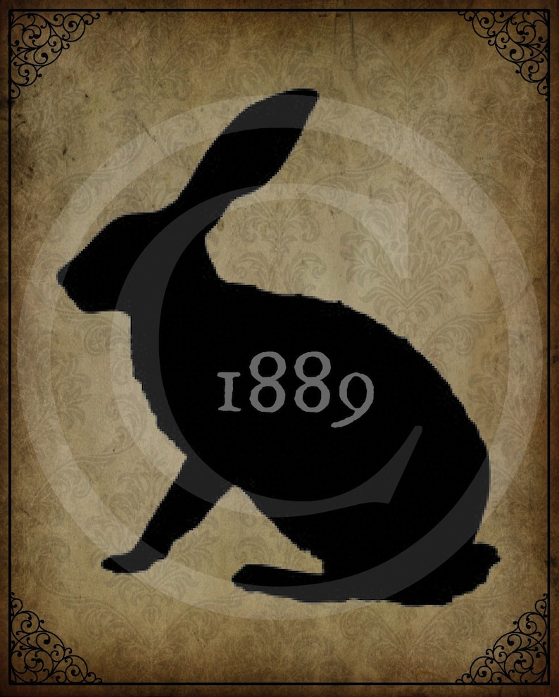 Primitive 1889 Bunny Rabbit Spring Jpeg Digital Image Feedsack Logo for ...