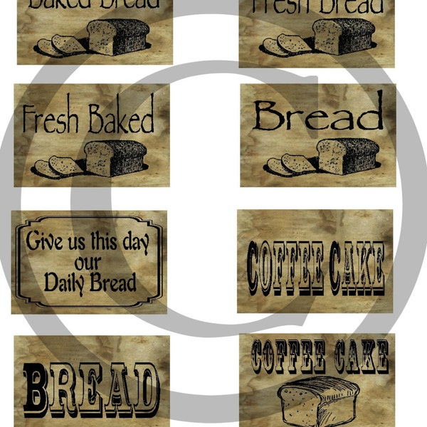 Primitive Bread Labels Coffee Cake Printable Jpeg Digital Loaf Pan Can Jar Box Crate Crock Tag Candle Hang tags