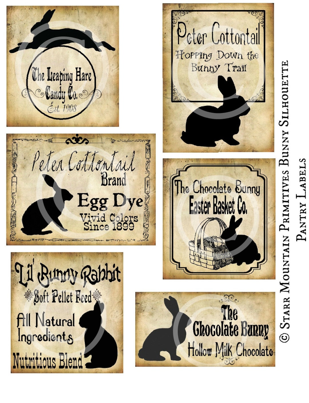 Primitive Chocolate Bunny Silhouette Bunnies Rabbit Hare Easter Spring ...