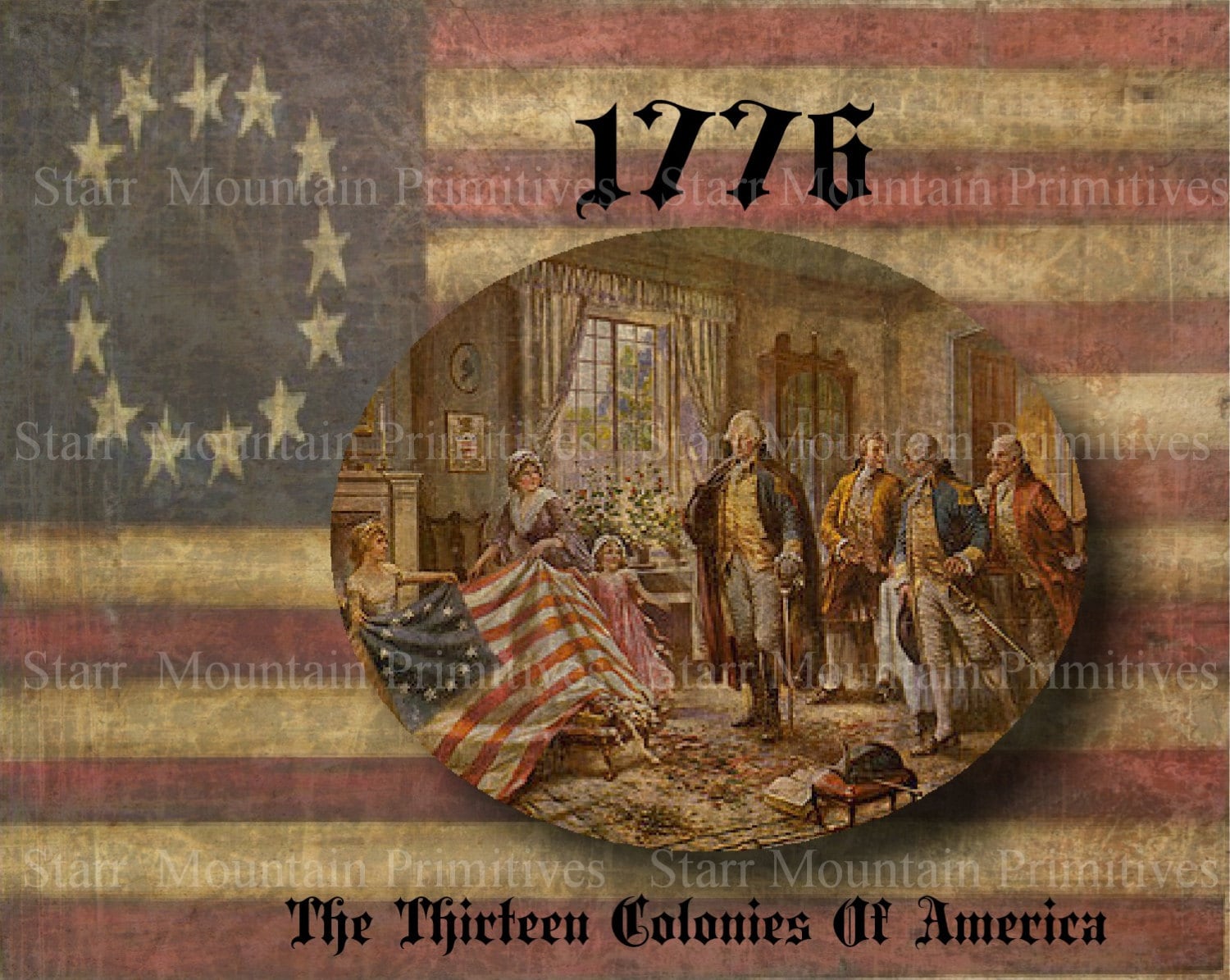 Primitive Betsy Ross 1776 13 Colonies Feedsack Logo Pantry Jar Crock Crate  Book Label Jpeg File - Etsy, image size:1500x1195