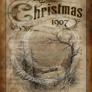 Primitive Merry Christmas 1907 Winter Wonderland Pantry Logo Label Jpeg Digital File for Crock  Jar, Labels, Pillows, Doll