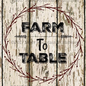 Primitive Farm to Table Farmhouse Label Jpeg Digital  Image Feedsack Logo Print Tag  for Pillows Labels Hang tags Magnet Canister