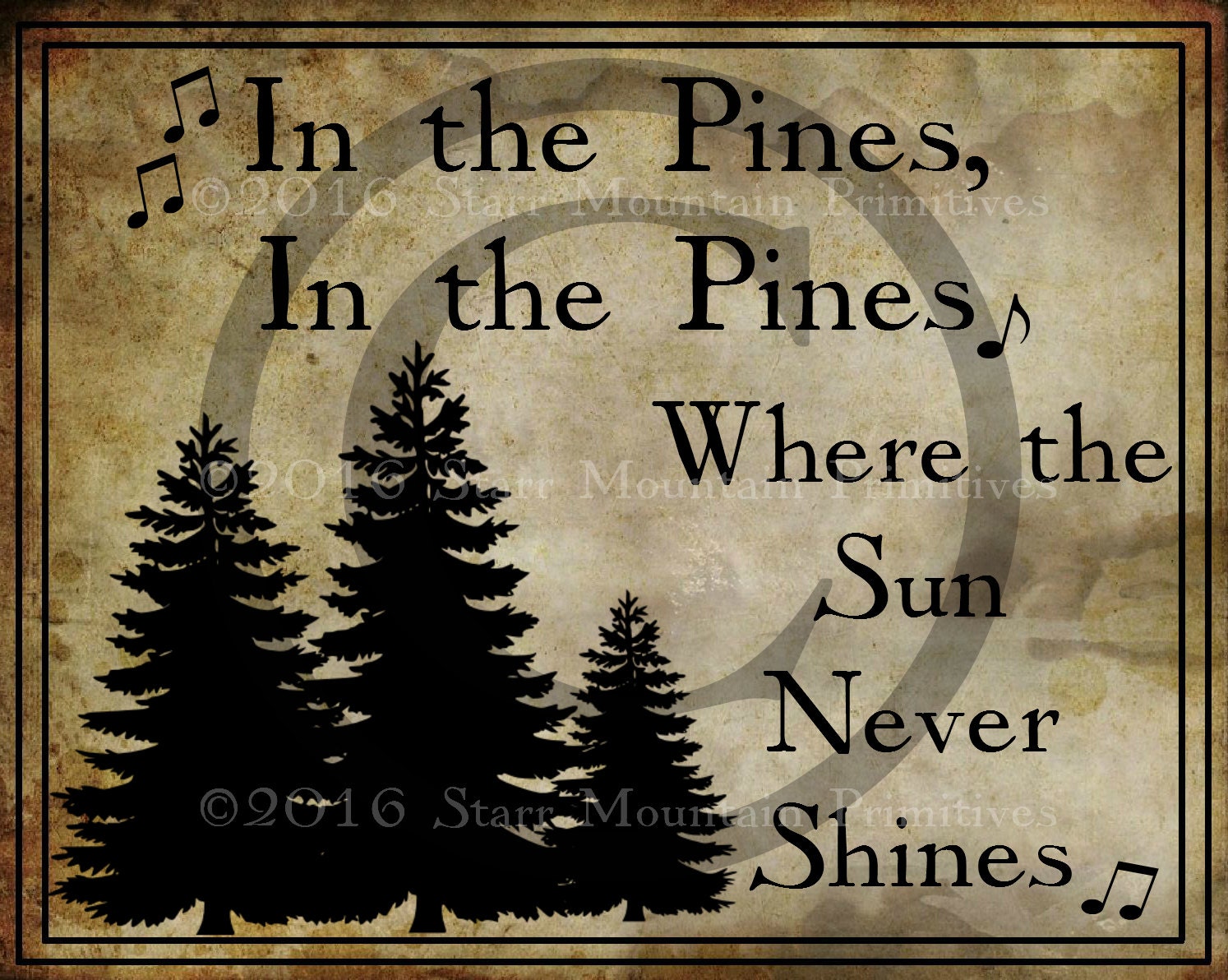 Primitive In The Pines Song Lyrics Jpeg Digital Image Feedsack Etsy