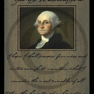 Primitive Vintage George Washington Label Jpeg Digital  Image Feedsack Logo for Pillows Labels Hang tags Magnets Ornies Framed Print
