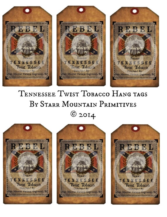 starr chewing tobacco Primitive Civil War Rebel Tennessee Twist Chewing Tobacco Jpeg Digital  Feedsack Logo Printable Hang Tags for Scrapbooking Crafts Dolls