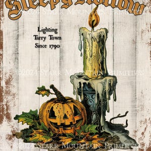 Primitive Vintage Werbung Halloween Sleepy Hohle Kerze Firma JOL 8x10 druckbare Metallschild Jpeg Digitalbild-Label-Tag-Print