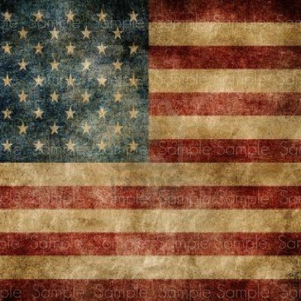 Primitif Grungy American Flag Feedsack Logo garde-manger Jar pot caisse livre Label Jpeg fichier numérique