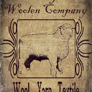 Primitive Sheep Wool Jpeg Digital  Image Feedsack Logo for Pillows Pantry Labels Hang tags Magnets Ornies