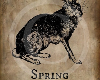 Primitive Vintage Hare Rabbit Print Digital Image Feedsack Logo for ...