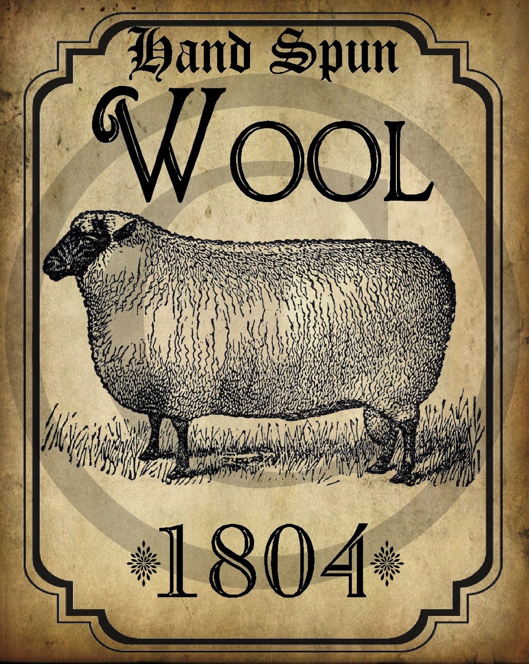 Primitive Vintage Sheep Hand Spun Wool Jpeg Digital Image Feedsack