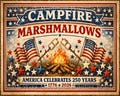 Primitive Americana Campfire Marshmallow America 250 Printable Jpeg Digital Sign Print Decoupage Label Hang Tag Ornament Canvas 8x10 & 10x8