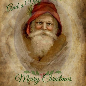 Primitive Santa Claus Very Merry Christmas Pantry Logo Label Jpeg Digital File for Crock  Jar, Labels, Pillows, Doll