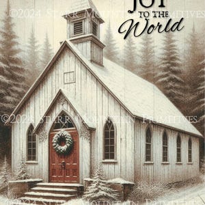 Primitive Farmhouse Inspirational Printable Christmas Church Chapel Wreath Joy to World Song 8x10 Jpeg Digital Image Tag Ornament Print Card