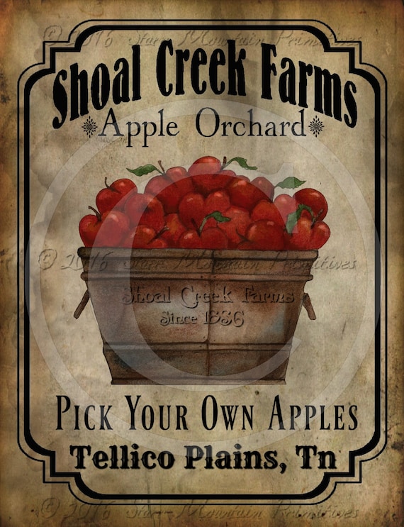 Primitive Vintage Apple Orchard Farm Jpeg Digital Image Etsy