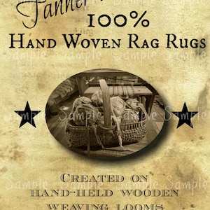 Primitive Woven Rag Rugs Jpeg Digital  Image Feedsack Logo for Pillows Pantry Labels Hang tags Magnets Ornies