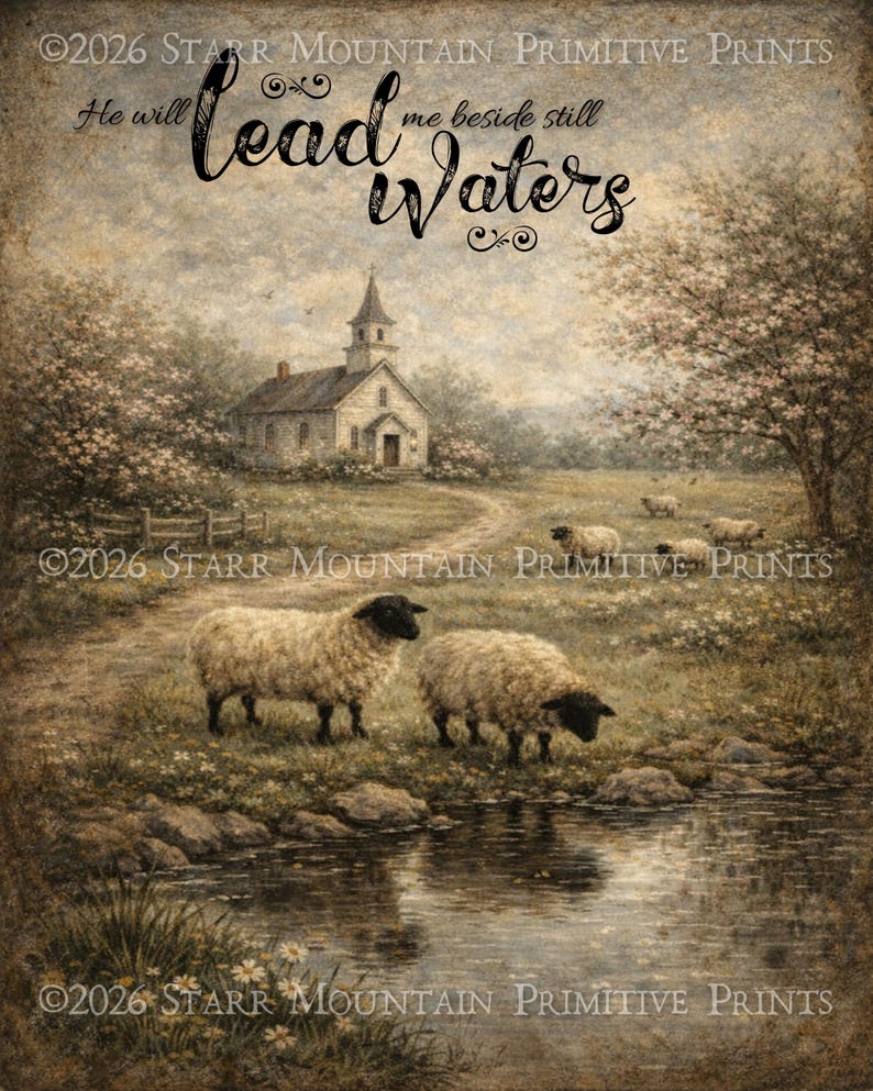 Primitive Farmhouse Spring Sheep Church Printable Bible Verse Printable ...