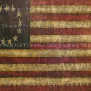 Primitivo Americana Colonial Betsy Ross Bandera Feedsack Logo Despensa Jar Crate Crock Etiqueta Jpeg Imagen