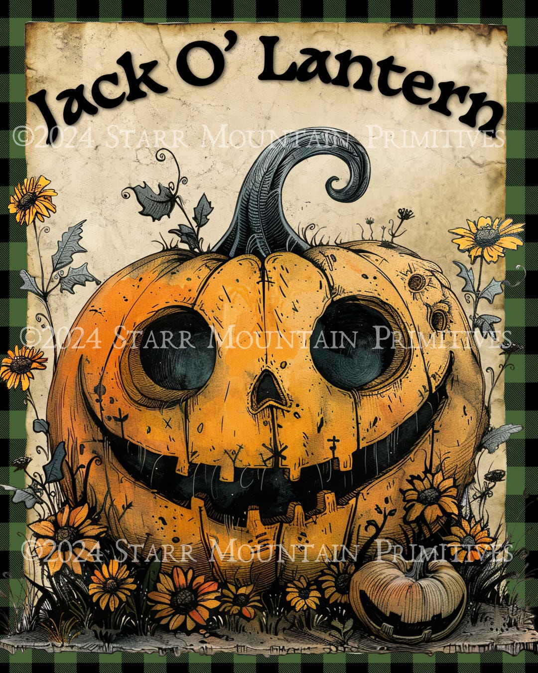 Primitive Grungy Halloween Jack O Lantern Autumn Fall Pumpkin Printable ...