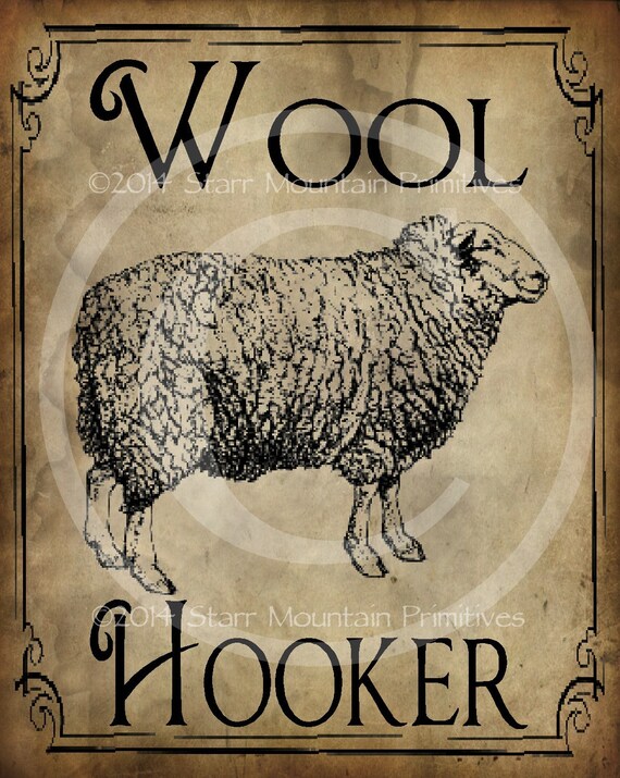Primitive Vintage Sheep Wool Hooker Hooked Rug Jpeg Digital Image
