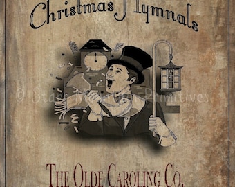 Primitive Christmas Hymnal Caroling Company Feedsack Pantry Label Logo Jpeg Image Great for Pillows Labels Hang tags Magnets Ornies