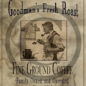 Primitive Vintage Coffee Jpeg Digital  Image Feedsack Logo for Pillow Label Hang tags Magnet Ornie Canister Candle Can Crate Jar