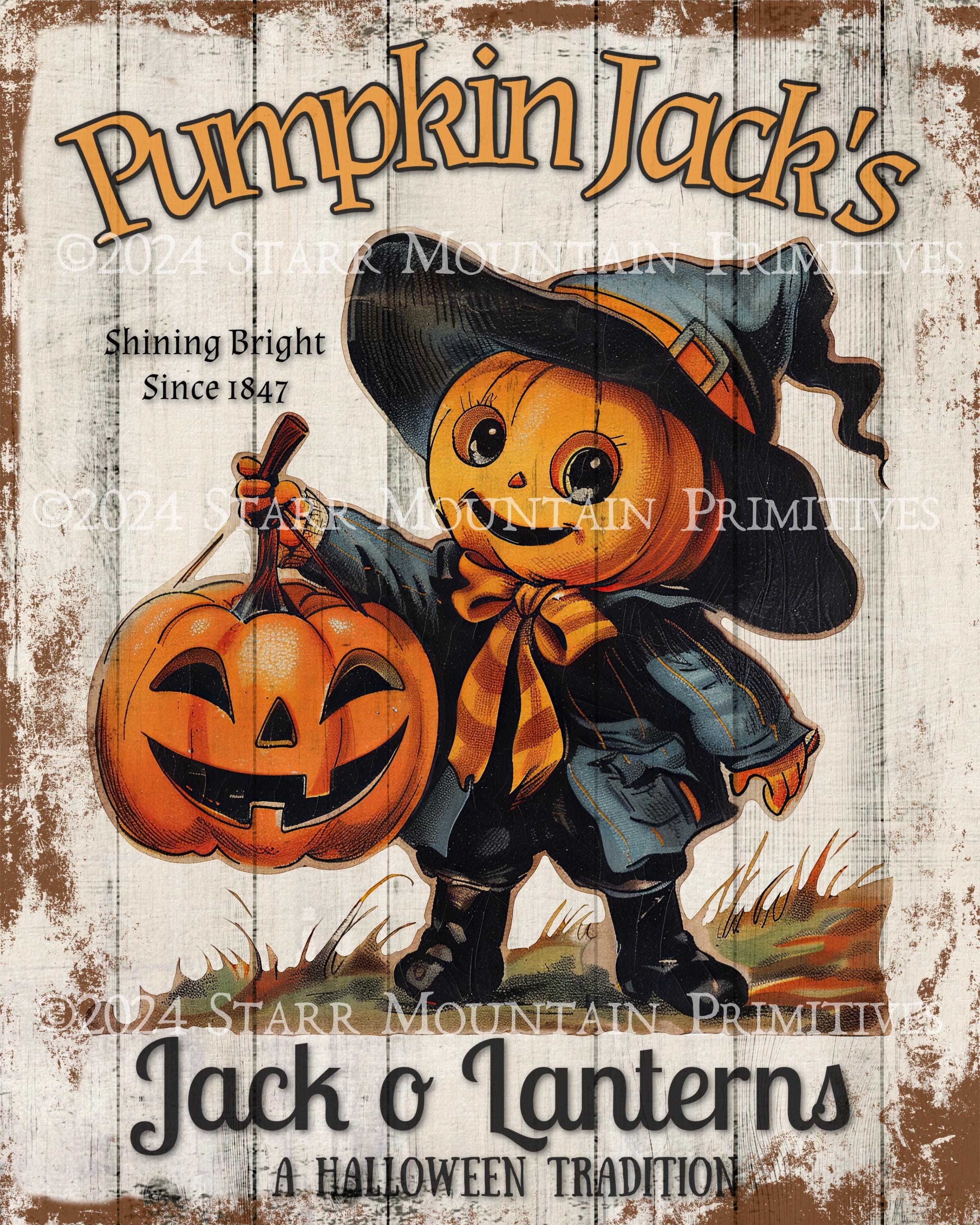 Primitive Vintage Advertisement Halloween Pumpkin Jacks Jack O