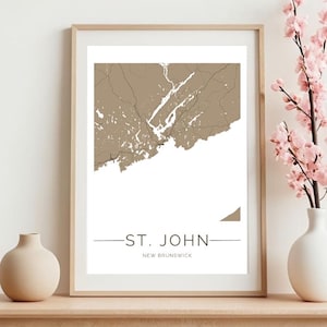 St. John New Brunwick Karte Drucken | Minimalist Kanada Wand Kunst | Küsten Digital Download | Seitenverhältnis 4:5 | Modernes Wohndekor