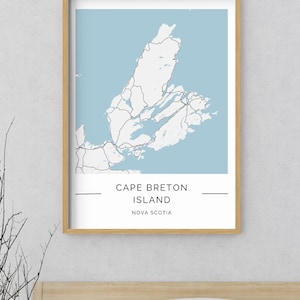 Impression de carte de l'île du Cap-Breton, art mural de la Nouvelle-Écosse, téléchargement numérique, carte minimaliste, impression de voyage au Canada, art côtier, déco Canada atlantique