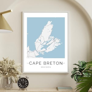 Impression de carte du Cap-Breton, art mural de la Nouvelle-Écosse, téléchargement numérique, carte minimaliste, impression de voyage au Canada, art côtier, déco Canada atlantique