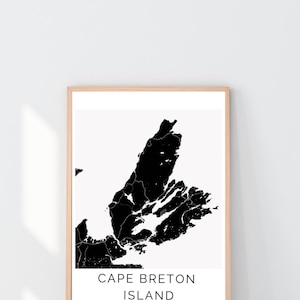 Impression de carte de l'île du Cap-Breton, art mural de la Nouvelle-Écosse, téléchargement numérique, carte minimaliste, impression de voyage au Canada, art côtier, déco Canada atlantique