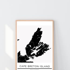 Impression de carte de l'île du Cap-Breton, art mural de la Nouvelle-Écosse, téléchargement numérique, carte minimaliste, impression de voyage au Canada, art côtier, déco Canada atlantique
