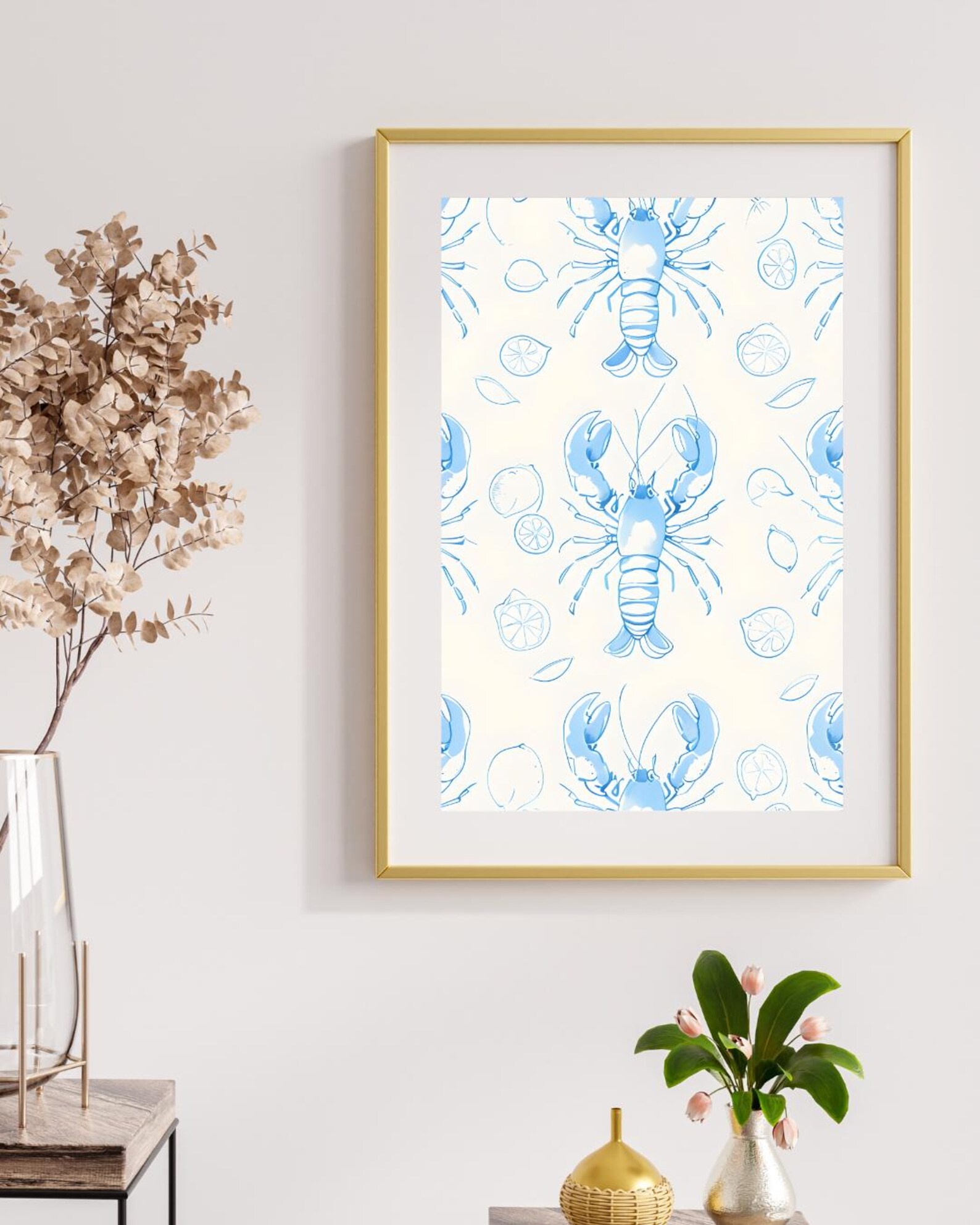 Coastal Lobster Digital Print | Nautical Wall Art | Blue Lobster ...