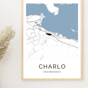 Impression numérique de carte de Charlo, Nouveau-Brunswick - Superbe art mural minimaliste (rapport 4:5)
