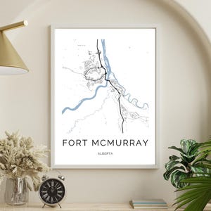 Impresión digital de Fort McMurray / Mapa de la ciudad de Alberta / Póster digital minimalista / Decoración de viaje a Canadá / Descarga instantánea