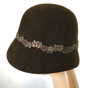 Brown Fur Felt Winter Cloche Hat, Downton Abbey Hat, Brown Fur Felt Cloche Hat, Flapper Hat, Vintage Style