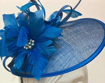 Kentucky Derby Royal Blue Fascinator, Blue Fascinator for Derby,  Church Easter Hat